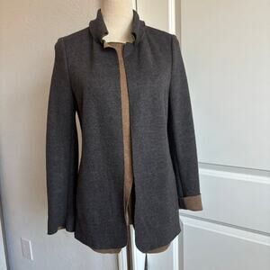 Piazza Sempione 98% Virgin Wool Jacket Blazer Stand Collar Gray Taupe Italian 6